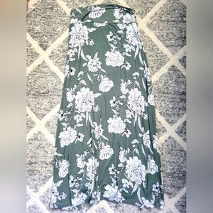 Olive floral, Maxi Skirt, Size Medium